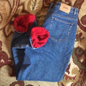 GUIDE SERIES size 38”W x 34”L Fleece Lined 100% Cotton Denim Jeans WARM Chore EU